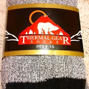 THERMAL GEAR SOCKS SET OF 3 PAIR BLACK AND GRAY